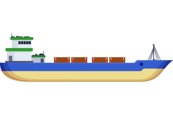 Download Cartoon Drawing of Cargo Vessel or Bulk - Premium Resources