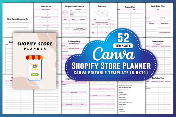 Download Shopify Store Planner Canva KDP Interior - Shopify store planner Collection