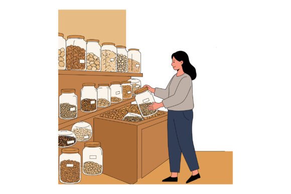 Download Woman Shopping Bulk Dry Food Nuts and Gr - Premium Resources