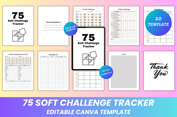 Download 75 Soft Challenge Tracker Canva KDP - Tracker Collection
