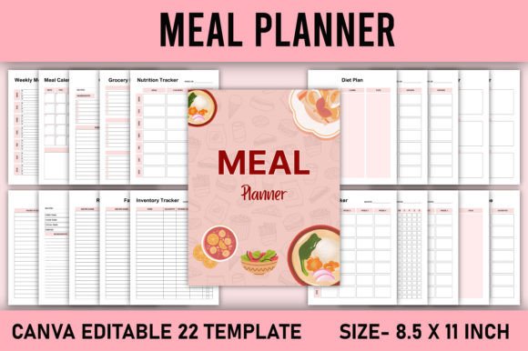 Download Editable Meal Planner Canva Template - Meal planner Collection