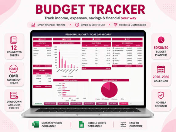 Download Pink Budget Tracker Excel Template - Tracker Collection