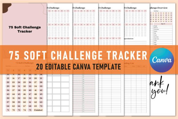 Download Editable 75 Soft Challenge Tracker Canva - Tracker Collection