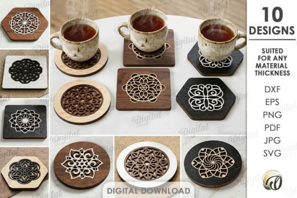 Download 3D Mandala Coasters Laser Cut Bundle - Mandala Collection