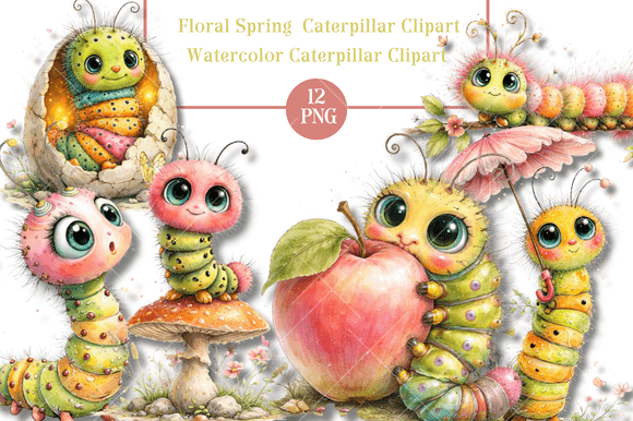 Download Cute Caterpillar Clipart Spring Bug - Premium Bundle