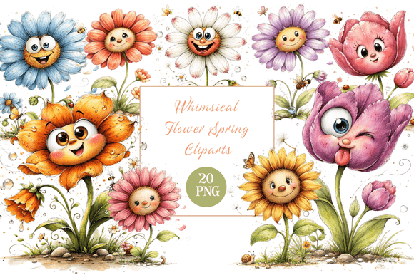 Download Whimsical Flower Clipart: Flower Spring - Premium Bundle
