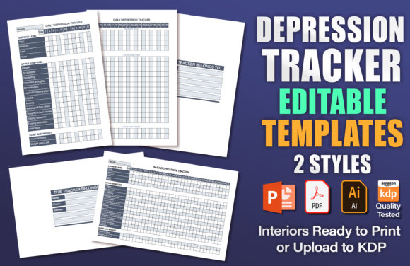 Download Depression Tracker Editable KDP Template - Tracker Collection