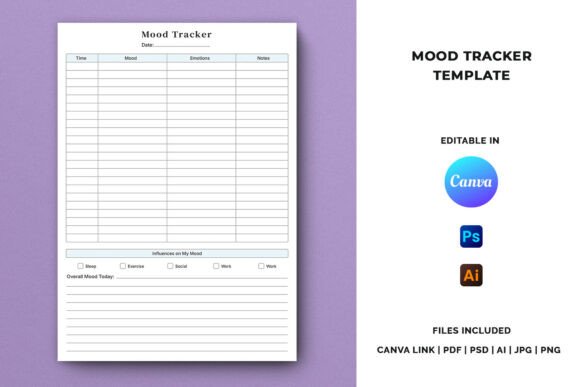 Download Mood Tracker Template - KDP Interior - Tracker Collection