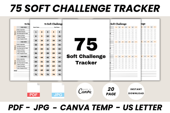 Download 75 Soft Challenge Tracker Canva Template - Tracker Collection