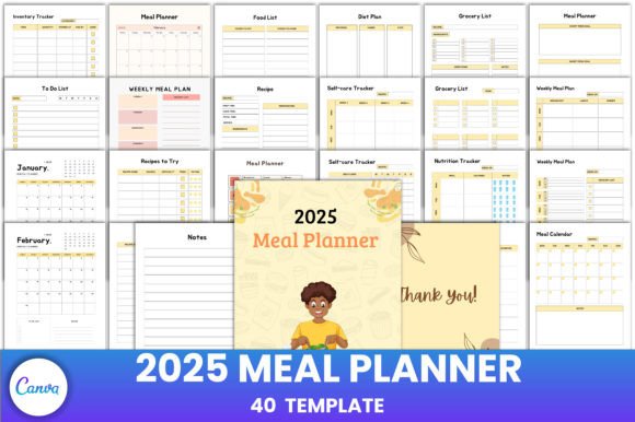 Download Editable 2025 Meal Planner Canva - Meal planner Collection